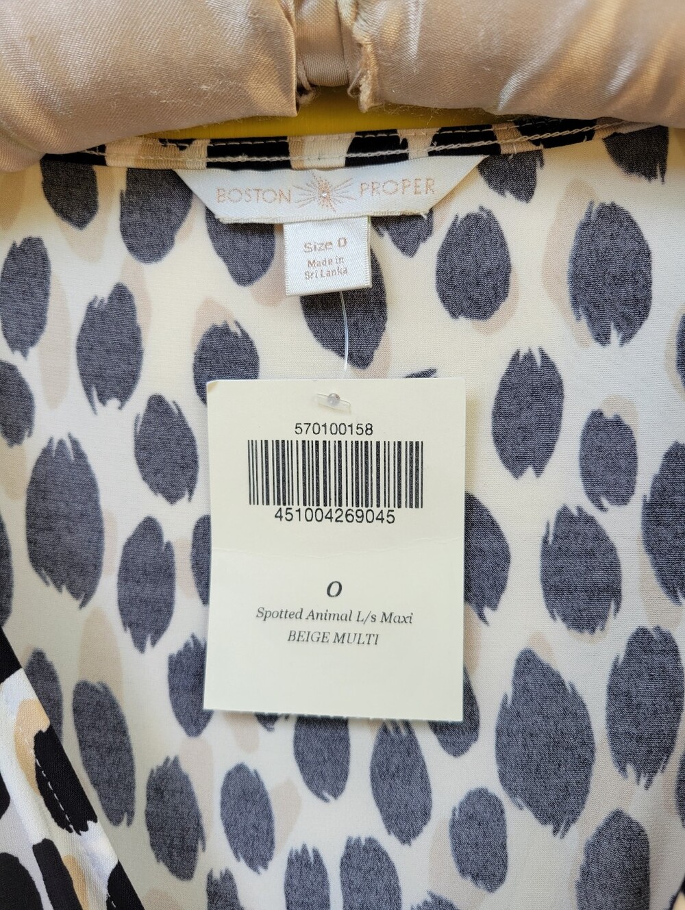 NWT Boston Proper Animal Print Maxi Dress Ring Detail Long Sleeve Beige Multi Si - Picture 6 of 13